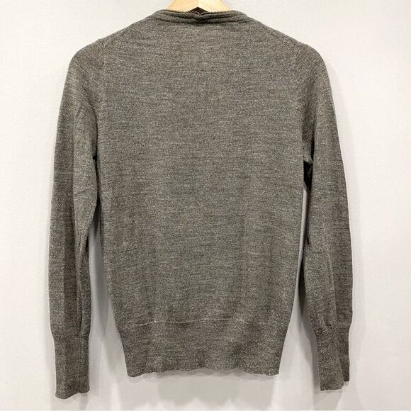 J. CREW S Y2K Gray Soft Knit Wool Blend Grandpa Zip Cardigan Sweater Academia - Picture 2 of 15